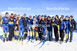 16.03.2024, Canmore, Canada (CAN): Anton Ivarsson (SWE), Johan Hagstroem (SWE), coach Team Sweden, Peppe Femling (SWE), Victor Brandt (SWE), Sebastian Samuelsson (SWE), Martin Ponsiluoma (SWE), Jesper Nelin (SWE), Johannes Lukas (GER), Hanna Oeberg (SWE), Anna Magnusson (SWE), Mona Brorsson (SWE), (l-r) - IBU World Cup Biathlon, pursuit men, Canmore (CAN). www.nordicfocus.com. © Manzoni/NordicFocus. Every downloaded picture is fee-liable.