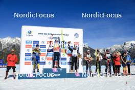 16.03.2024, Canmore, Canada (CAN): Sebastian Samuelsson (SWE), Johannes Thingnes Boe (NOR), Eric Perrot (FRA), Emilien Jacquelin (FRA), Tarjei Boe (NOR), Tommaso Giacomel (ITA), (l-r) - IBU World Cup Biathlon, pursuit men, Canmore (CAN). www.nordicfocus.com. © Manzoni/NordicFocus. Every downloaded picture is fee-liable.