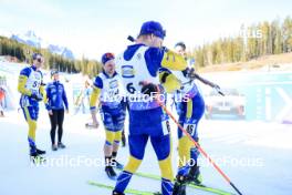 16.03.2024, Canmore, Canada (CAN): Martin Ponsiluoma (SWE), Anna Magnusson (SWE), Jesper Nelin (SWE), Sebastian Samuelsson (SWE), Peppe Femling (SWE), (l-r) - IBU World Cup Biathlon, pursuit men, Canmore (CAN). www.nordicfocus.com. © Manzoni/NordicFocus. Every downloaded picture is fee-liable.