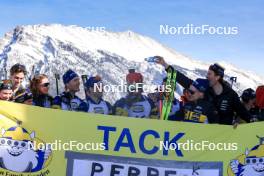 16.03.2024, Canmore, Canada (CAN): Anna Magnusson (SWE), Hanna Oeberg (SWE), Sebastian Samuelsson (SWE), Jesper Nelin (SWE), Peppe Femling (SWE), Johannes Lukas (GER), Coach Team Sweden, (l-r) - IBU World Cup Biathlon, pursuit men, Canmore (CAN). www.nordicfocus.com. © Manzoni/NordicFocus. Every downloaded picture is fee-liable.
