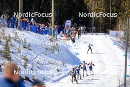 16.03.2024, Canmore, Canada (CAN): Vetle Sjaastad Christiansen (NOR), Campbell Wright (USA), Johannes Dale-Skjevdal (NOR), (l-r) - IBU World Cup Biathlon, pursuit men, Canmore (CAN). www.nordicfocus.com. © Manzoni/NordicFocus. Every downloaded picture is fee-liable.