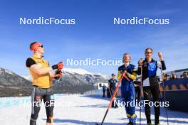 16.03.2024, Canmore, Canada (CAN): Benedikt Doll (GER), Peppe Femling (SWE), Raido Raenkel (EST), (l-r) - IBU World Cup Biathlon, pursuit men, Canmore (CAN). www.nordicfocus.com. © Manzoni/NordicFocus. Every downloaded picture is fee-liable.