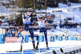 16.03.2024, Canmore, Canada (CAN): Tarjei Boe (NOR), Eric Perrot (FRA), (l-r) - IBU World Cup Biathlon, pursuit men, Canmore (CAN). www.nordicfocus.com. © Manzoni/NordicFocus. Every downloaded picture is fee-liable.