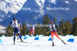 16.03.2024, Canmore, Canada (CAN): Quentin Fillon Maillet (FRA), Jeremy Finello (SUI), (l-r) - IBU World Cup Biathlon, pursuit men, Canmore (CAN). www.nordicfocus.com. © Manzoni/NordicFocus. Every downloaded picture is fee-liable.