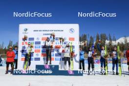 14.03.2024, Canmore, Canada (CAN): Lou Jeanmonnot (FRA), Lisa Vittozzi (ITA), Lena Haecki-Gross (SUI), Julia Simon (FRA), Hanna Oeberg (SWE), Anna Gandler (AUT), (l-r) - IBU World Cup Biathlon, sprint women, Canmore (CAN). www.nordicfocus.com. © Manzoni/NordicFocus. Every downloaded picture is fee-liable.