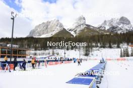 12.03.2024, Canmore, Canada (CAN): Overview over the shooting range with Justine Braisaz-Bouchet (FRA) - IBU World Cup Biathlon, training, Canmore (CAN). www.nordicfocus.com. © Manzoni/NordicFocus. Every downloaded picture is fee-liable.