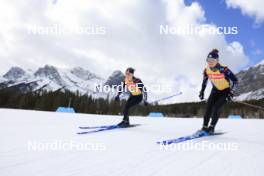 12.03.2024, Canmore, Canada (CAN): Sophie Chauveau (FRA), Jeanne Richard (FRA), (l-r) - IBU World Cup Biathlon, training, Canmore (CAN). www.nordicfocus.com. © Manzoni/NordicFocus. Every downloaded picture is fee-liable.