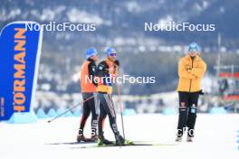 12.03.2024, Canmore, Canada (CAN): Jens Filbrich (GER), coach Team Germany, Kristian Mehringer (GER), Felix Bitterling (GER), Biathlon Sport Director, German Ski Federation, (l-r) - IBU World Cup Biathlon, training, Canmore (CAN). www.nordicfocus.com. © Manzoni/NordicFocus. Every downloaded picture is fee-liable.