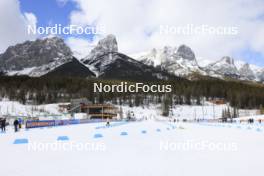 12.03.2024, Canmore, Canada (CAN): Event Feature: overview over the stadium with the new building and the mountains as backdrop - IBU World Cup Biathlon, training, Canmore (CAN). www.nordicfocus.com. © Manzoni/NordicFocus. Every downloaded picture is fee-liable.