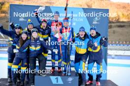 28.01.2024, Brezno-Osrblie, Slovakia (SVK): Anton Ivarsson (SWE), Sara Andersson (SWE), (l-r) - IBU Open European Championships Biathlon, medals, Brezno-Osrblie (SVK). www.nordicfocus.com. © Reichert/NordicFocus. Every downloaded picture is fee-liable.