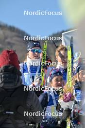 28.01.2024, Brezno-Osrblie, Slovakia (SVK): Maren Kirkeeide (NOR), Beatrice Trabucchi (ITA), Hannah Auchentaller (ITA), (l-r) - IBU Open European Championships Biathlon, medals, Brezno-Osrblie (SVK). www.nordicfocus.com. © Reichert/NordicFocus. Every downloaded picture is fee-liable.