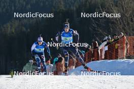 28.01.2024, Brezno-Osrblie, Slovakia (SVK): Joni Mustonen (FIN), Nicolo Betemps (ITA), (l-r) - IBU Open European Championships Biathlon, mixed relay, Brezno-Osrblie (SVK). www.nordicfocus.com. © Reichert/NordicFocus. Every downloaded picture is fee-liable.