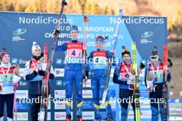 28.01.2024, Brezno-Osrblie, Slovakia (SVK): Anton Ivarsson (SWE), Sara Andersson (SWE), (l-r) - IBU Open European Championships Biathlon, single mixed relay, Brezno-Osrblie (SVK). www.nordicfocus.com. © Reichert/NordicFocus. Every downloaded picture is fee-liable.