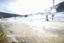 25.01.2024, Brezno-Osrblie, Slovakia (SVK): feature: rain drops, puddle - IBU Open European Championships Biathlon, training, Brezno-Osrblie (SVK). www.nordicfocus.com. © Reichert/NordicFocus. Every downloaded picture is fee-liable.