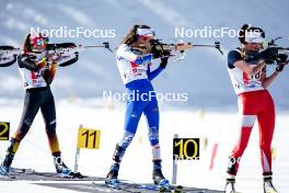 22.03.2024, Meribel, France (FRA): Olivia Brun (FRA), Cassandre Couder (FRA), Adeline Debuyser (FRA), (l-r)  - French Championships biathlon, mass, Meribel (FRA). www.nordicfocus.com. © Thibaut/NordicFocus. Every downloaded picture is fee-liable.