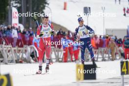 23.03.2024, Meribel, France (FRA): Mathieu Garcia (FRA), Oscar Lombardot (FRA), (l-r) - French Championships biathlon, relay, Meribel (FRA). www.nordicfocus.com. © Thibaut/NordicFocus. Every downloaded picture is fee-liable.