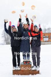 24.03.2024, Ulrichen, Switzerland (SUI): Sandro Bovisi (SUI), Sari Elena Egger (SUI), Jakob Richter (SUI), Lea Meier (SUI), Remo Burch (SUI), Sophia Imwinkelried (SUI), (l-r) - Swiss Championships biathlon, single mixed relay, Ulrichen (SUI). www.nordicfocus.com. © Manzoni/NordicFocus. Every downloaded picture is fee-liable.