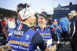 18.02.2024, Nove Mesto na Morave, Czechia (CZE): Eric Perrot (FRA), Quentin Fillon Maillet (FRA), (l-r) - IBU World Championships Biathlon, mass men, Nove Mesto na Morave (CZE). www.nordicfocus.com. © Thibaut/NordicFocus. Every downloaded picture is fee-liable.