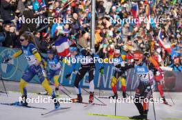 18.02.2024, Nove Mesto na Morave, Czechia (CZE): Mona Brorsson (SWE), Tuuli Tomingas (EST), (l-r) - IBU World Championships Biathlon, mass women, Nove Mesto na Morave (CZE). www.nordicfocus.com. © Thibaut/NordicFocus. Every downloaded picture is fee-liable.