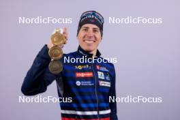 17.02.2024, Nove Mesto na Morave, Czechia (CZE): Quentin Fillon Maillet (FRA) - IBU World Championships Biathlon, medals, Nove Mesto na Morave (CZE). www.nordicfocus.com. © Manzoni/NordicFocus. Every downloaded picture is fee-liable.