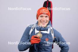 14.02.2024, Nove Mesto na Morave, Czechia (CZE): Benedikt Doll (GER) - IBU World Championships Biathlon, medals, Nove Mesto na Morave (CZE). www.nordicfocus.com. © Manzoni/NordicFocus. Every downloaded picture is fee-liable.