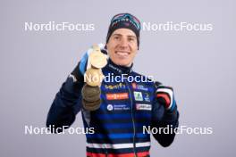 18.02.2024, Nove Mesto na Morave, Czechia (CZE): Quentin Fillon Maillet (FRA) - IBU World Championships Biathlon, medals, Nove Mesto na Morave (CZE). www.nordicfocus.com. © Manzoni/NordicFocus. Every downloaded picture is fee-liable.