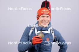 14.02.2024, Nove Mesto na Morave, Czechia (CZE): Benedikt Doll (GER) - IBU World Championships Biathlon, medals, Nove Mesto na Morave (CZE). www.nordicfocus.com. © Manzoni/NordicFocus. Every downloaded picture is fee-liable.