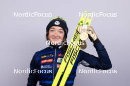 07.02.2024, Nove Mesto na Morave, Czechia (CZE): Lou Jeanmonnot (FRA) - IBU World Championships Biathlon, medals, Nove Mesto na Morave (CZE). www.nordicfocus.com. © Manzoni/NordicFocus. Every downloaded picture is fee-liable.