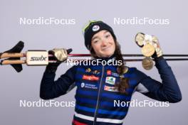 07.02.2024, Nove Mesto na Morave, Czechia (CZE): Lou Jeanmonnot (FRA) - IBU World Championships Biathlon, medals, Nove Mesto na Morave (CZE). www.nordicfocus.com. © Manzoni/NordicFocus. Every downloaded picture is fee-liable.