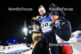 10.02.2024, Nove Mesto na Morave, Czechia (CZE): Johannes Thingnes Boe (NOR), Sturla Holm Laegreid (NOR), Vetle Sjaastad Christiansen (NOR), (l-r) - IBU World Championships Biathlon, medals, Nove Mesto na Morave (CZE). www.nordicfocus.com. © Manzoni/NordicFocus. Every downloaded picture is fee-liable.