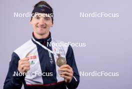 17.02.2024, Nove Mesto na Morave, Czechia (CZE): Fabien Claude (FRA) - IBU World Championships Biathlon, medals, Nove Mesto na Morave (CZE). www.nordicfocus.com. © Manzoni/NordicFocus. Every downloaded picture is fee-liable.