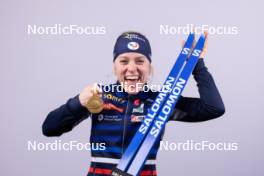 17.02.2024, Nove Mesto na Morave, Czechia (CZE): Sophie Chauveau (FRA) - IBU World Championships Biathlon, medals, Nove Mesto na Morave (CZE). www.nordicfocus.com. © Manzoni/NordicFocus. Every downloaded picture is fee-liable.