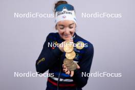 18.02.2024, Nove Mesto na Morave, Czechia (CZE): Lou Jeanmonnot (FRA) - IBU World Championships Biathlon, medals, Nove Mesto na Morave (CZE). www.nordicfocus.com. © Manzoni/NordicFocus. Every downloaded picture is fee-liable.