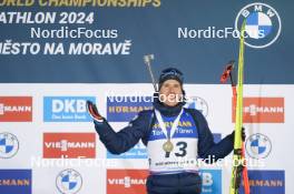18.02.2024, Nove Mesto na Morave, Czechia (CZE): Quentin Fillon Maillet (FRA) - IBU World Championships Biathlon, medals, Nove Mesto na Morave (CZE). www.nordicfocus.com. © Thibaut/NordicFocus. Every downloaded picture is fee-liable.