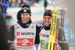 07.02.2024, Nove Mesto na Morave, Czechia (CZE): Eric Perrot (FRA), Quentin Fillon Maillet (FRA), (l-r) - IBU World Championships Biathlon, mixed relay, Nove Mesto na Morave (CZE). www.nordicfocus.com. © Thibaut/NordicFocus. Every downloaded picture is fee-liable.