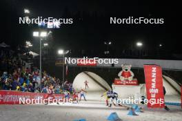 07.02.2024, Nove Mesto na Morave, Czechia (CZE): David Komatz (AUT), Artem Pryma (UKR), Sebastian Samuelsson (SWE), Adam Runnalls (CAN), (l-r) - IBU World Championships Biathlon, mixed relay, Nove Mesto na Morave (CZE). www.nordicfocus.com. © Thibaut/NordicFocus. Every downloaded picture is fee-liable.