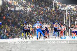 07.02.2024, Nove Mesto na Morave, Czechia (CZE): Tarjei Boe (NOR), Didier Bionaz (ITA), Artem Pryma (UKR), (l-r) - IBU World Championships Biathlon, mixed relay, Nove Mesto na Morave (CZE). www.nordicfocus.com. © Manzoni/NordicFocus. Every downloaded picture is fee-liable.