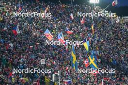 11.02.2024, Nove Mesto na Morave, Czechia (CZE): Event Feature: Grandstand - IBU World Championships Biathlon, pursuit men, Nove Mesto na Morave (CZE). www.nordicfocus.com. © Thibaut/NordicFocus. Every downloaded picture is fee-liable.