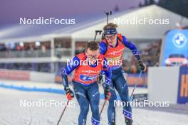 17.02.2024, Nove Mesto na Morave, Czechia (CZE): Campbell Wright (USA), Jake Brown (USA), (l-r) - IBU World Championships Biathlon, relay men, Nove Mesto na Morave (CZE). www.nordicfocus.com. © Manzoni/NordicFocus. Every downloaded picture is fee-liable.