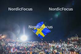 17.02.2024, Nove Mesto na Morave, Czechia (CZE): Event Feature: Sweden flag - IBU World Championships Biathlon, relay men, Nove Mesto na Morave (CZE). www.nordicfocus.com. © Manzoni/NordicFocus. Every downloaded picture is fee-liable.