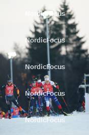 17.02.2024, Nove Mesto na Morave, Czechia (CZE): Sturla Holm Laegreid (NOR), Tomas Mikyska (CZE), (l-r) - IBU World Championships Biathlon, relay men, Nove Mesto na Morave (CZE). www.nordicfocus.com. © Thibaut/NordicFocus. Every downloaded picture is fee-liable.