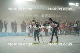 15.02.2024, Nove Mesto na Morave, Czechia (CZE): Lou Jeanmonnot (FRA), Quentin Fillon Maillet (FRA), (l-r) - IBU World Championships Biathlon, single mixed relay, Nove Mesto na Morave (CZE). www.nordicfocus.com. © Thibaut/NordicFocus. Every downloaded picture is fee-liable.