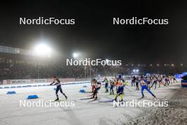 15.02.2024, Nove Mesto na Morave, Czechia (CZE): Johannes Thingnes Boe (NOR), Simon Eder (AUT), Justus Strelow (GER), Quentin Fillon Maillet (FRA), Sebastian Samuelsson (SWE), Tommaso Giacomel (ITA), (l-r) - IBU World Championships Biathlon, single mixed relay, Nove Mesto na Morave (CZE). www.nordicfocus.com. © Manzoni/NordicFocus. Every downloaded picture is fee-liable.