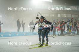 15.02.2024, Nove Mesto na Morave, Czechia (CZE): Lou Jeanmonnot (FRA), Quentin Fillon Maillet (FRA), (l-r) - IBU World Championships Biathlon, single mixed relay, Nove Mesto na Morave (CZE). www.nordicfocus.com. © Thibaut/NordicFocus. Every downloaded picture is fee-liable.