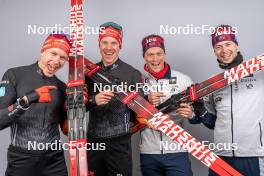13.02.2024, Nove Mesto na Morave, Czechia (CZE): Benedikt Doll (GER), Roman Rees (GER), Endre Stroemsheim (NOR), Sturla Holm Laegreid (NOR), (l-r) - IBU World Championships Biathlon, training, Nove Mesto na Morave (CZE). www.nordicfocus.com. © Thibaut/NordicFocus. Every downloaded picture is fee-liable.
