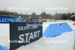 08.02.2024, Nove Mesto na Morave, Czechia (CZE): Feature: Track atmosphere  with silent zone sign - IBU World Championships Biathlon, training, Nove Mesto na Morave (CZE). www.nordicfocus.com. © Manzoni/NordicFocus. Every downloaded picture is fee-liable.