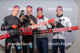 13.02.2024, Nove Mesto na Morave, Czechia (CZE): Benedikt Doll (GER), Roman Rees (GER), Endre Stroemsheim (NOR), Sturla Holm Laegreid (NOR), (l-r) - IBU World Championships Biathlon, training, Nove Mesto na Morave (CZE). www.nordicfocus.com. © Thibaut/NordicFocus. Every downloaded picture is fee-liable.