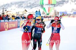 01.01.2024, Toblach, Italy (ITA): Desiree Steiner (SUI), Lisa Lohmann (GER), Anja Weber (SUI), (l-r)  - FIS world cup cross-country, tour de ski, pursuit, Toblach (ITA). www.nordicfocus.com. © Modica/NordicFocus. Every downloaded picture is fee-liable.