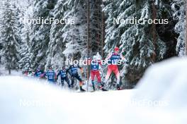 01.01.2024, Toblach, Italy (ITA): Gus Schumacher (USA), Federico Pellegrino (ITA), Friedrich Moch (GER), Martin Loewstroem Nyenget (NOR), Beda Klee (SUI), (l-r)  - FIS world cup cross-country, tour de ski, pursuit, Toblach (ITA). www.nordicfocus.com. © Modica/NordicFocus. Every downloaded picture is fee-liable.