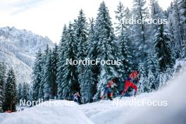 01.01.2024, Toblach, Italy (ITA): Ebba Andersson (SWE), Patricija Eiduka (LAT), Teresa Stadlober (AUT), (l-r)  - FIS world cup cross-country, tour de ski, pursuit, Toblach (ITA). www.nordicfocus.com. © Modica/NordicFocus. Every downloaded picture is fee-liable.